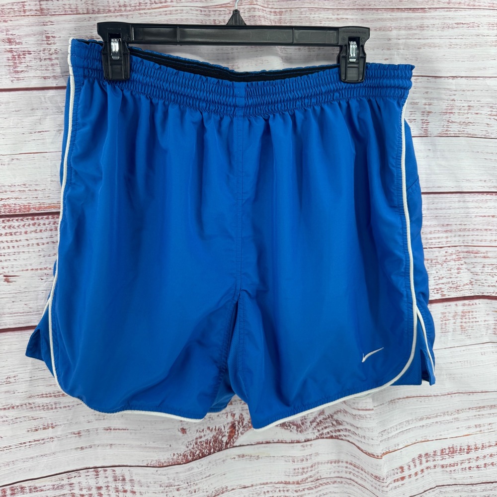 Nike Team Shorts Mens Medium Royal Blue White Piping Mesh Panels Running Workout